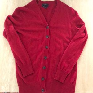 Jcrew ‘with cashmere’ red wool grandpa cardigan